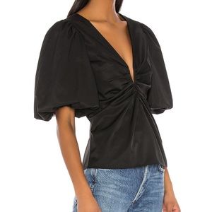 Amanda Uprichard Neveah Puff Sleeve Black Top